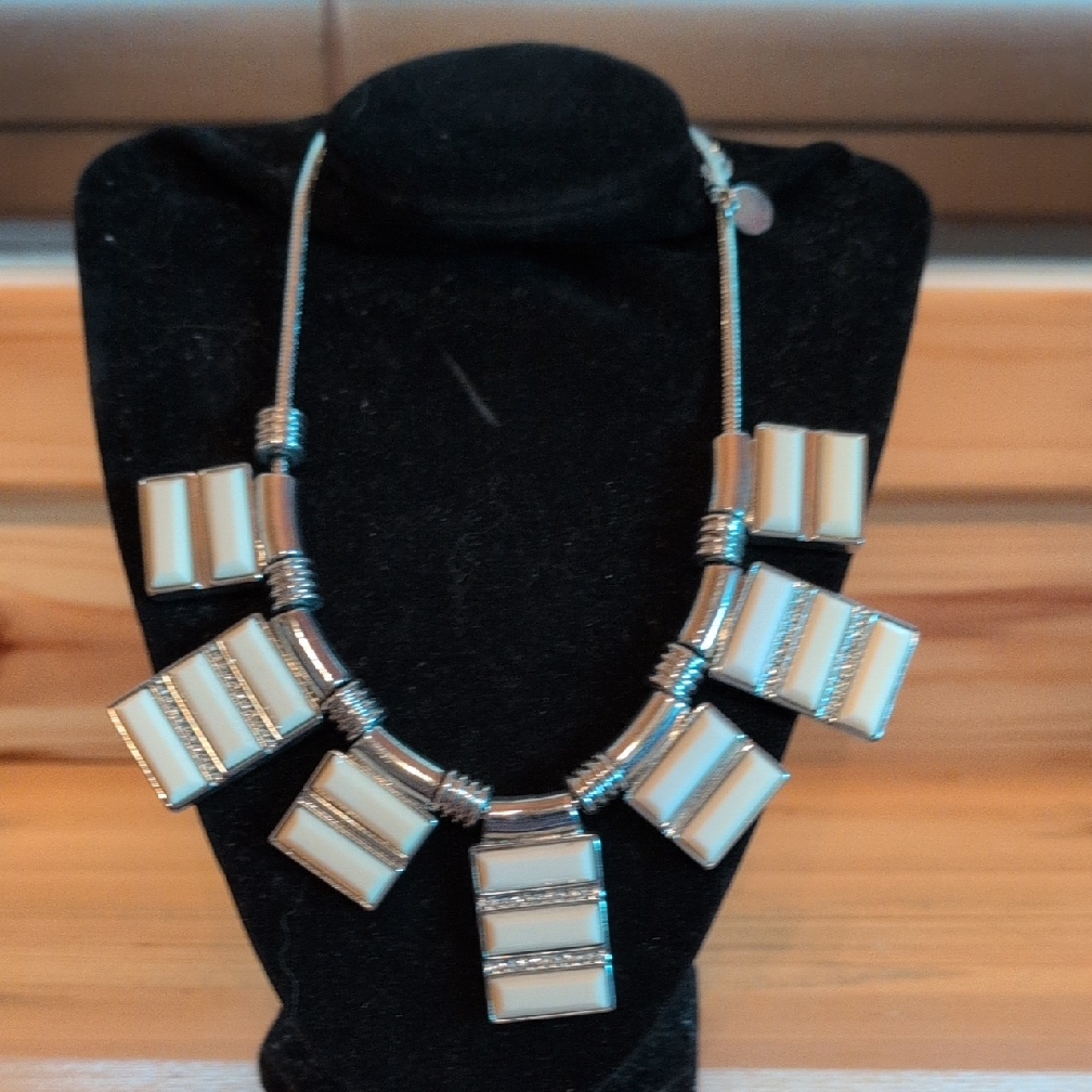 Elegant Silver And Cream Necklace 18$